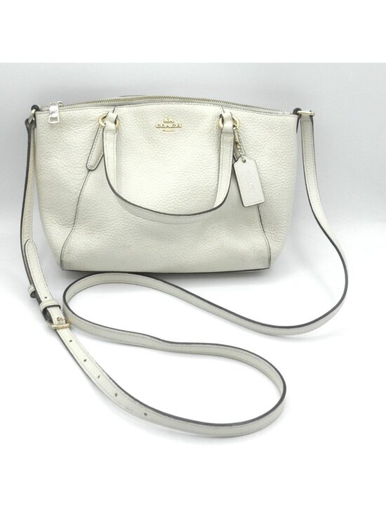 Coach Handbags - COACH Kelsey Satchel Bag Chalk Pebbled Leather Double Handle Adjustable Strap